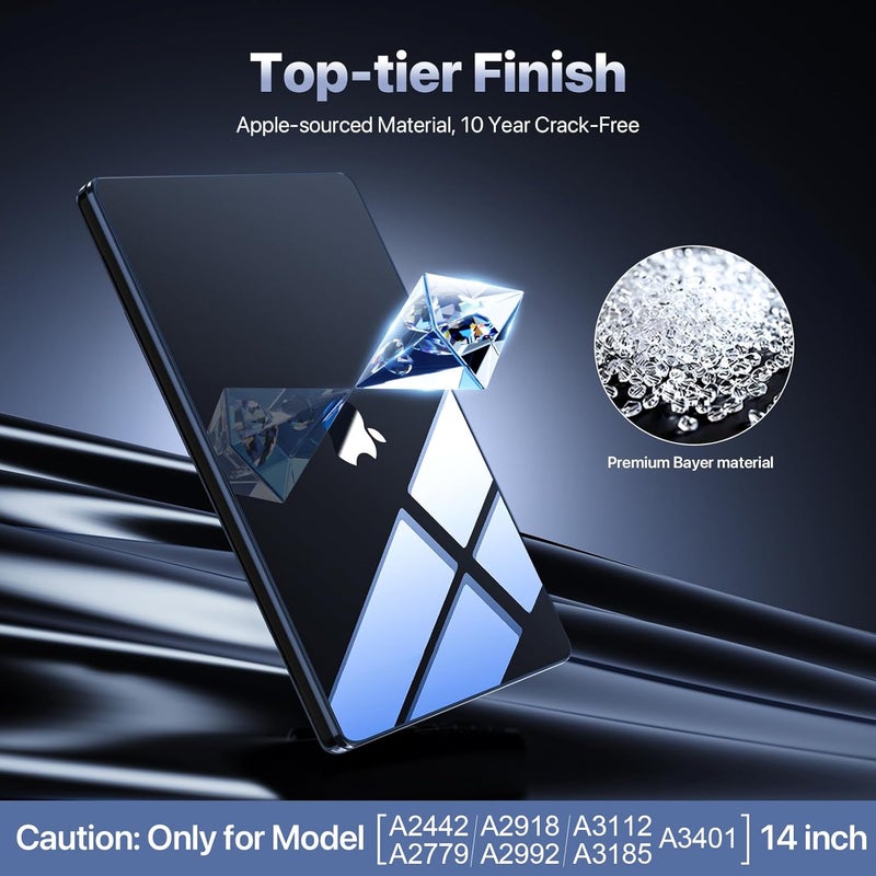 soonjet غطاء لجهاز MacBook Pro مقاس 14 بوصة 2024-2021 M4 M3 M2 M1 Pro/Max [شفاف 100%، منتصف الليل الخفيف] غطاء صلب واقي لجهاز الكمبيوتر المحمول - Image 5